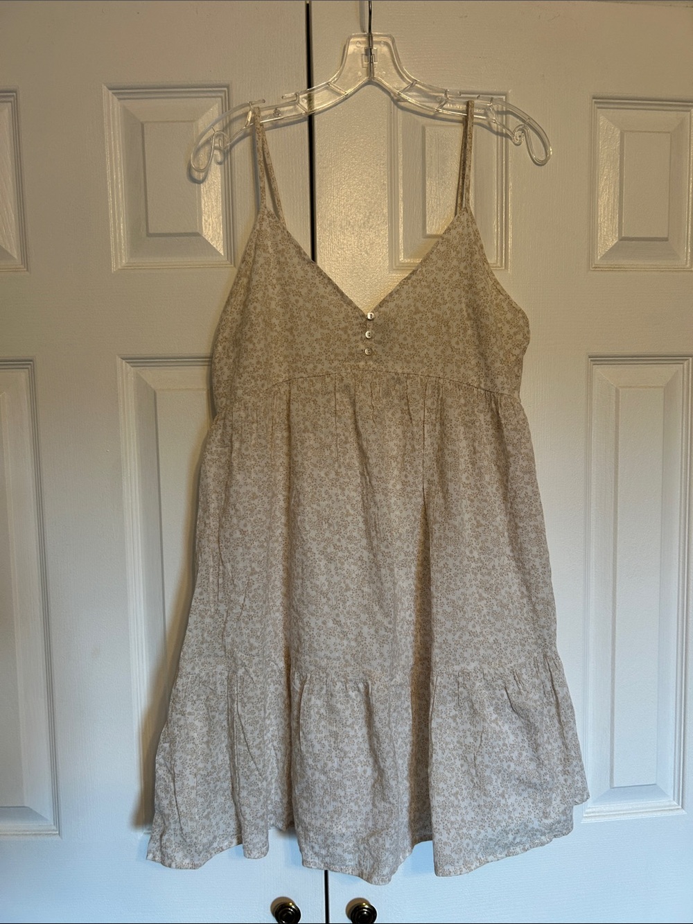wild fable Beige Floral Spaghetti-Strap Mini Dress